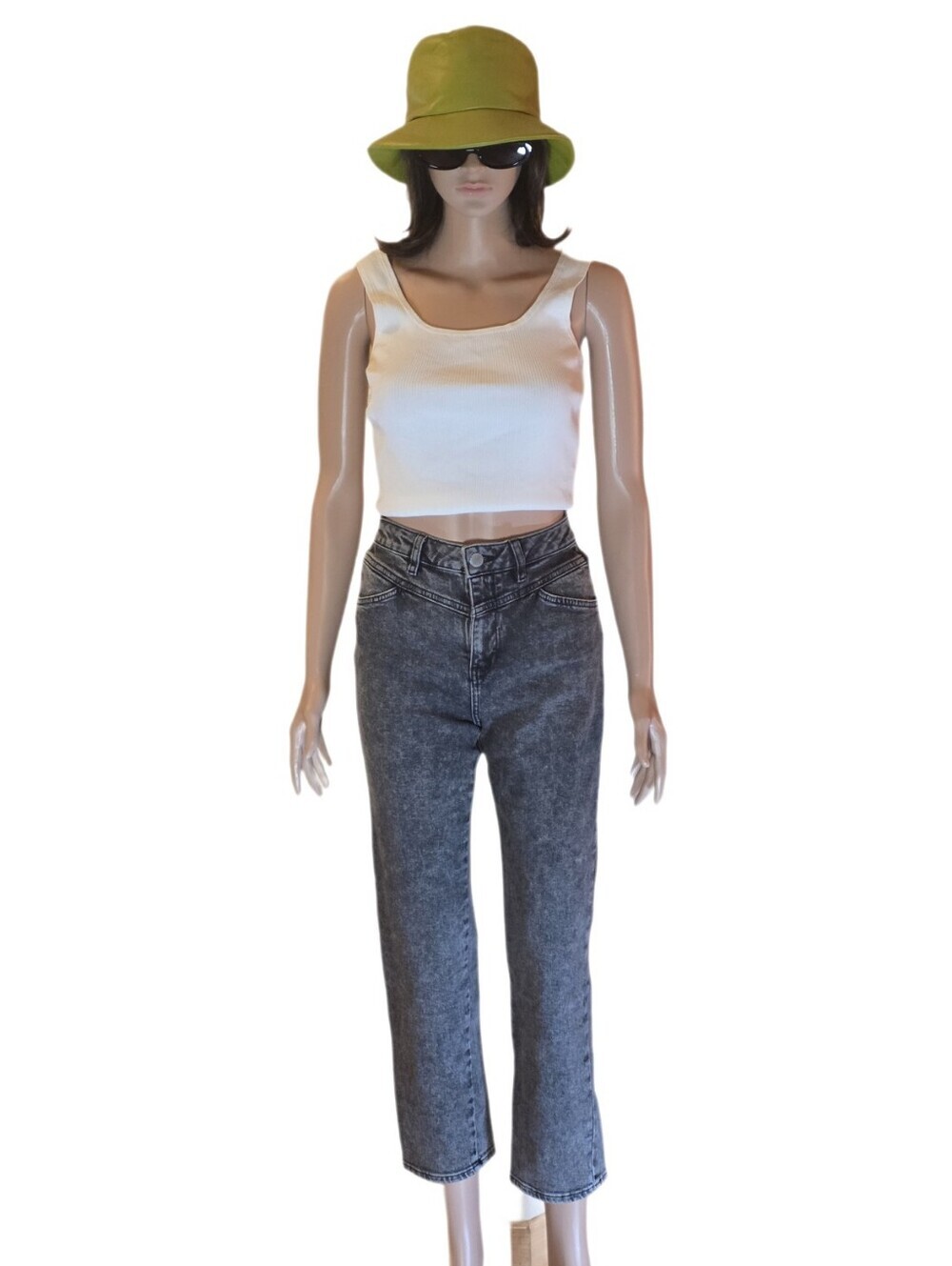 Maje Pierre High Rise Acid Wash Cropped Jeans Anthracite Gray EUC 34 XS